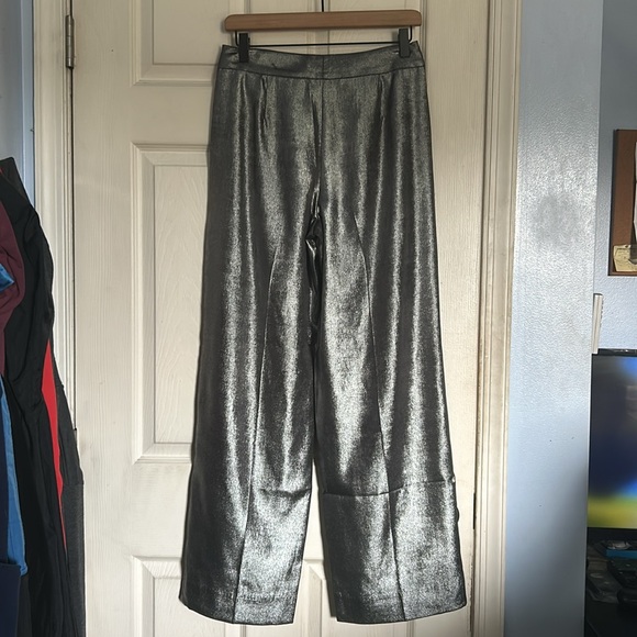 NWT Banana Republic Factory gunmetal pleated wide leg pant size 2 - Picture 2 of 5